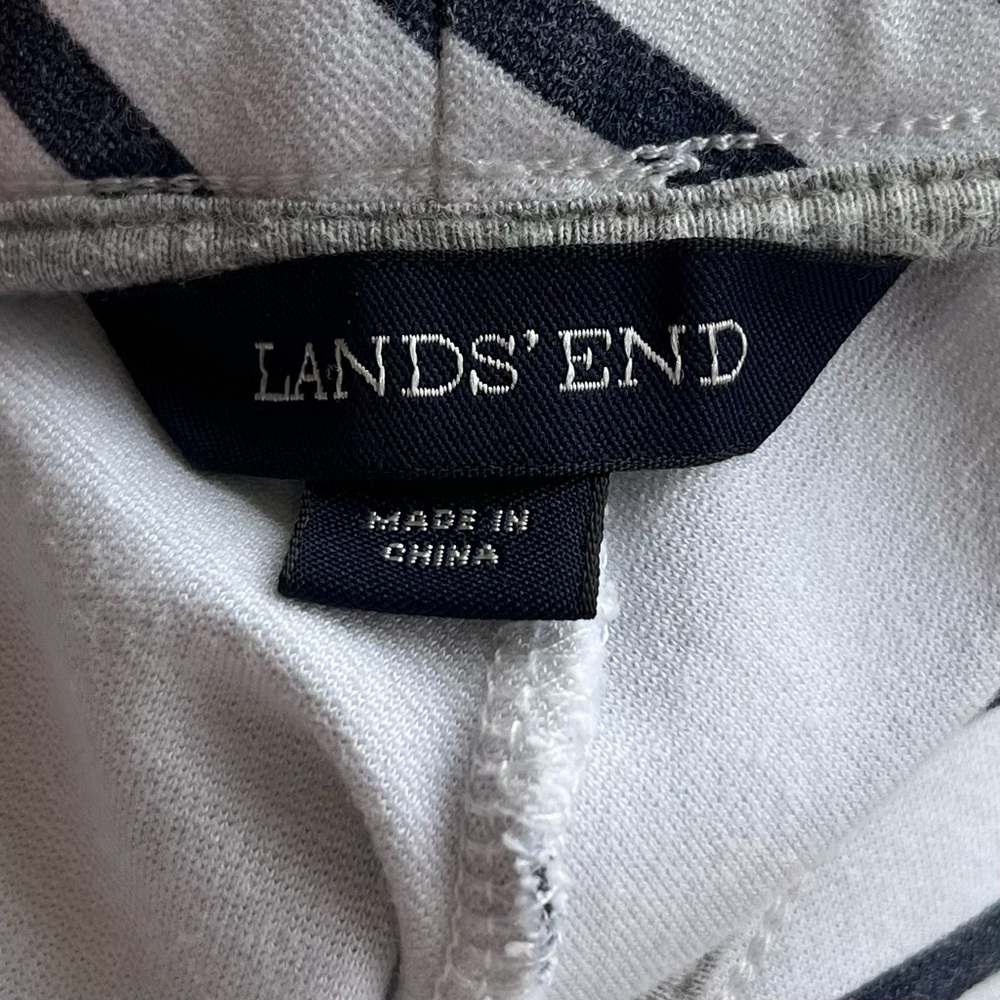 •Lands’ End• Ponte Knit A-Line Navy Stripe Skirt - Size Medium - Picture 3 of 9